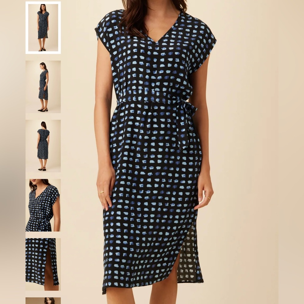 Amour Vert | Women’s L Medium Cindra 100% Silk Washable MIDI Dress